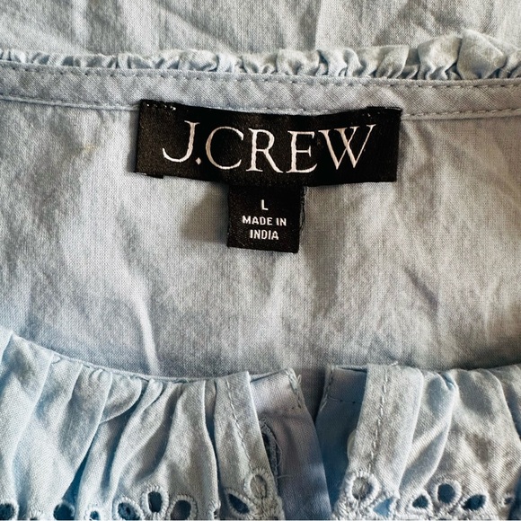 NWOT New J.Crew Eyelet Trim Button Up Shirt Frozen Lake Color L - Picture 9 of 10